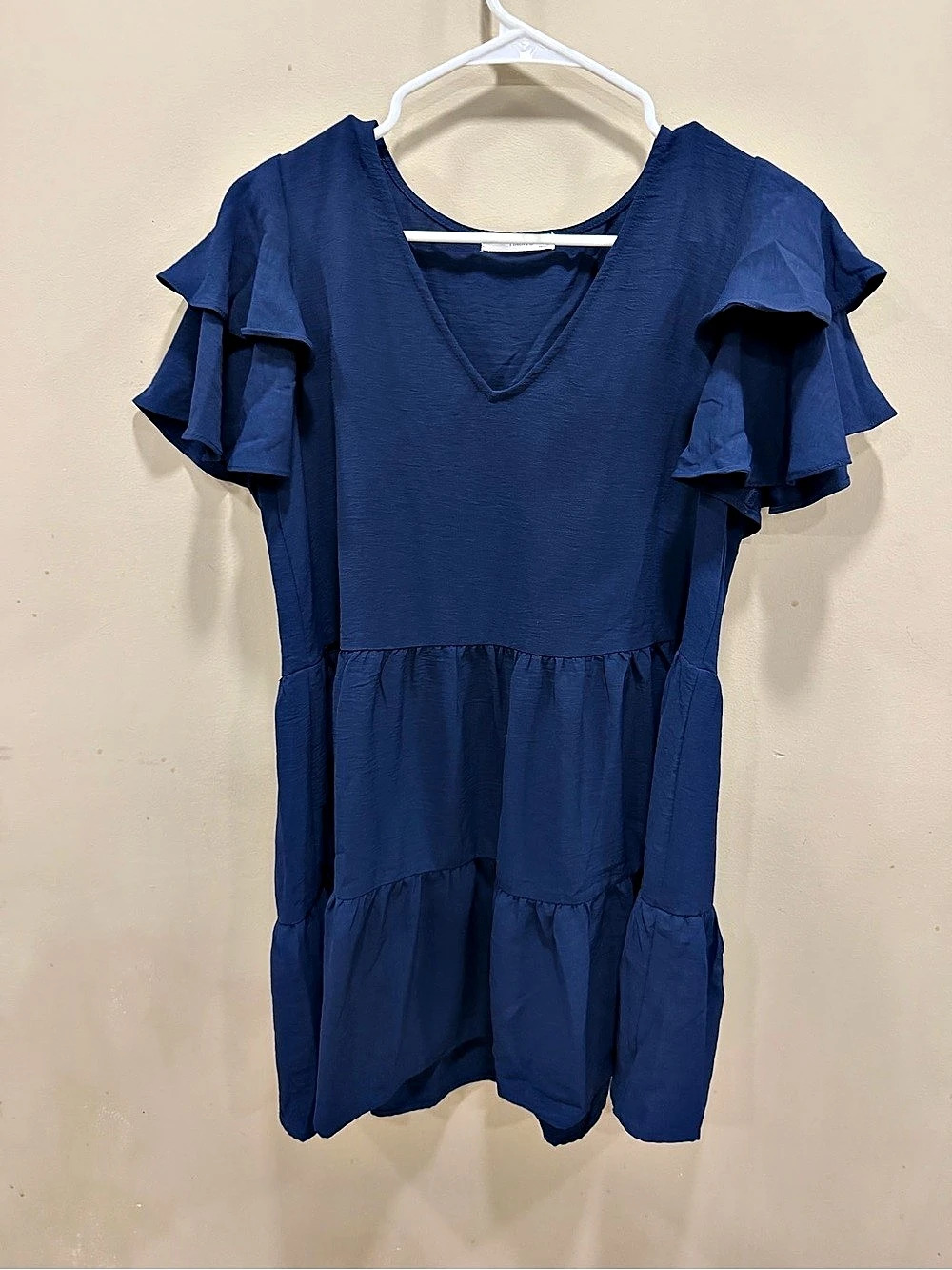 TIMING Women'Small Blue Ruffle Sleeve Mini Dress Size Small Like New